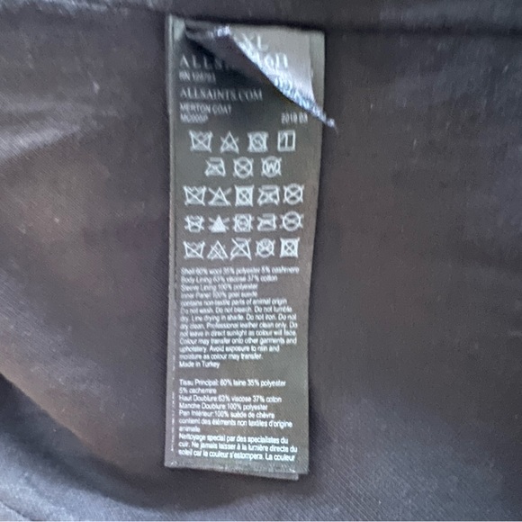 AllSaints Men’s Cashmere Blend Merton Coat XXL MSRP: $615 - Picture 7 of 8